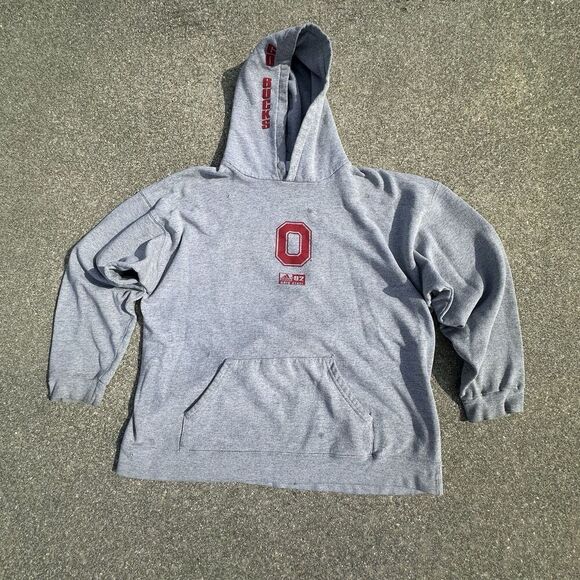 Adidas Ohio State Buckeyes Hoodie Mens Large Relaxed Gray Pullover Y2K College - Picture 1 of 7